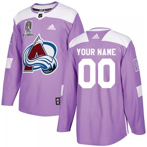 Adidas Custom Colorado Avalanche Men's Authentic Custom Hockey Fights  Cancer Primegreen Jersey - White/Purple